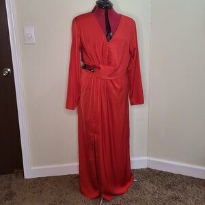 ELOQUII Red Satin Dress